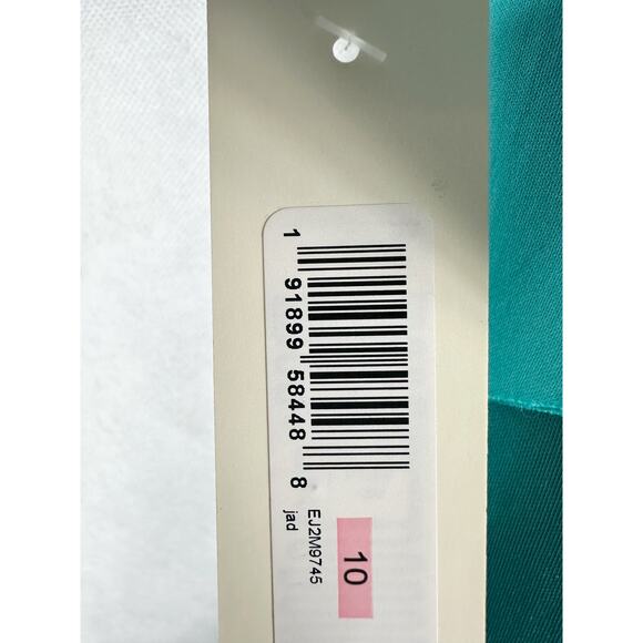 Eliza J One-Shoulder Scuba Ruffle Neck Midi Dress Size US 10 Jade - Picture 6 of 12